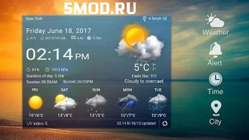 Приложение Weather Forecast для андроида